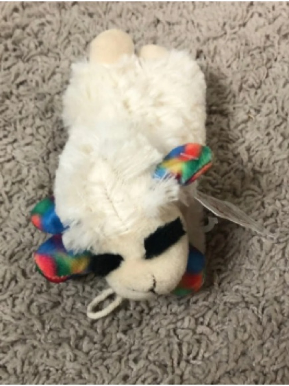 Cream Plush Llama Small Pet Toy with Rainbow Accents